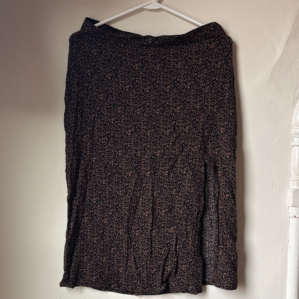 American Eagle Outfitters Black Floral Midi Skirt